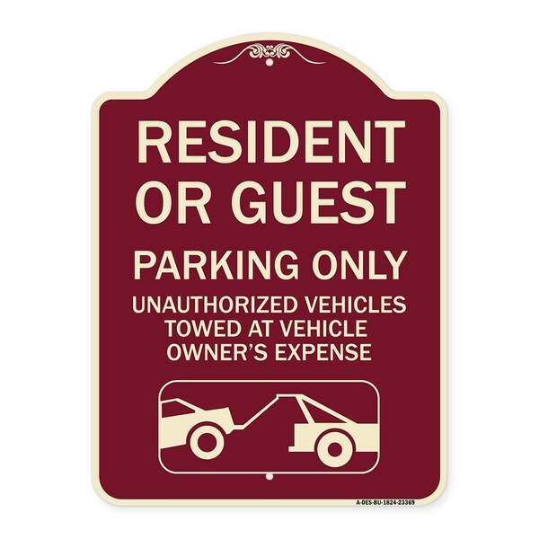 Parking Restriction Resident or Guest Parking Only Unauthorized Vehicles Towed at Own, BU-1824-23369